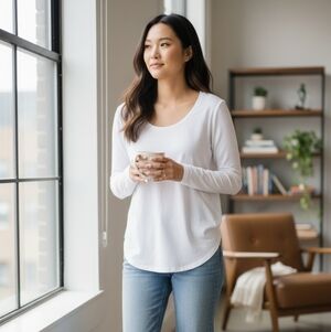 Sz Medium Tahari Women's White Long Sleeve Top